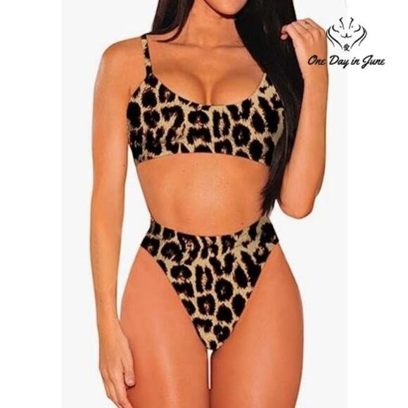 Pink Queen Crop Spaghetti Strap Bikini Swimsuit Size L - Picture 1 of 4
